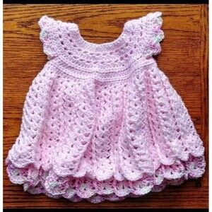 Dress 3 to 6 months New Girls  Leia Allen Crocheted Handmade Angel Shell Baby
